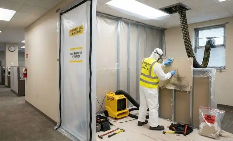 Containment and negative air setup for commercial mold remediation in Fairfax VA