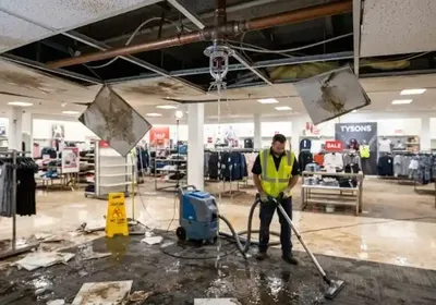 Fire sprinkler discharge cleanup in a Fairfax VA office