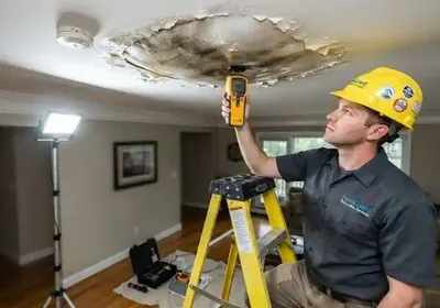 Ceiling water damage from an upstairs condo unit in Fairfax VA